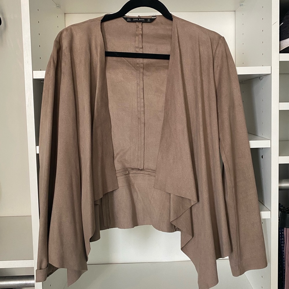 Faux Suede Drapey Taupe Blazer NWOT